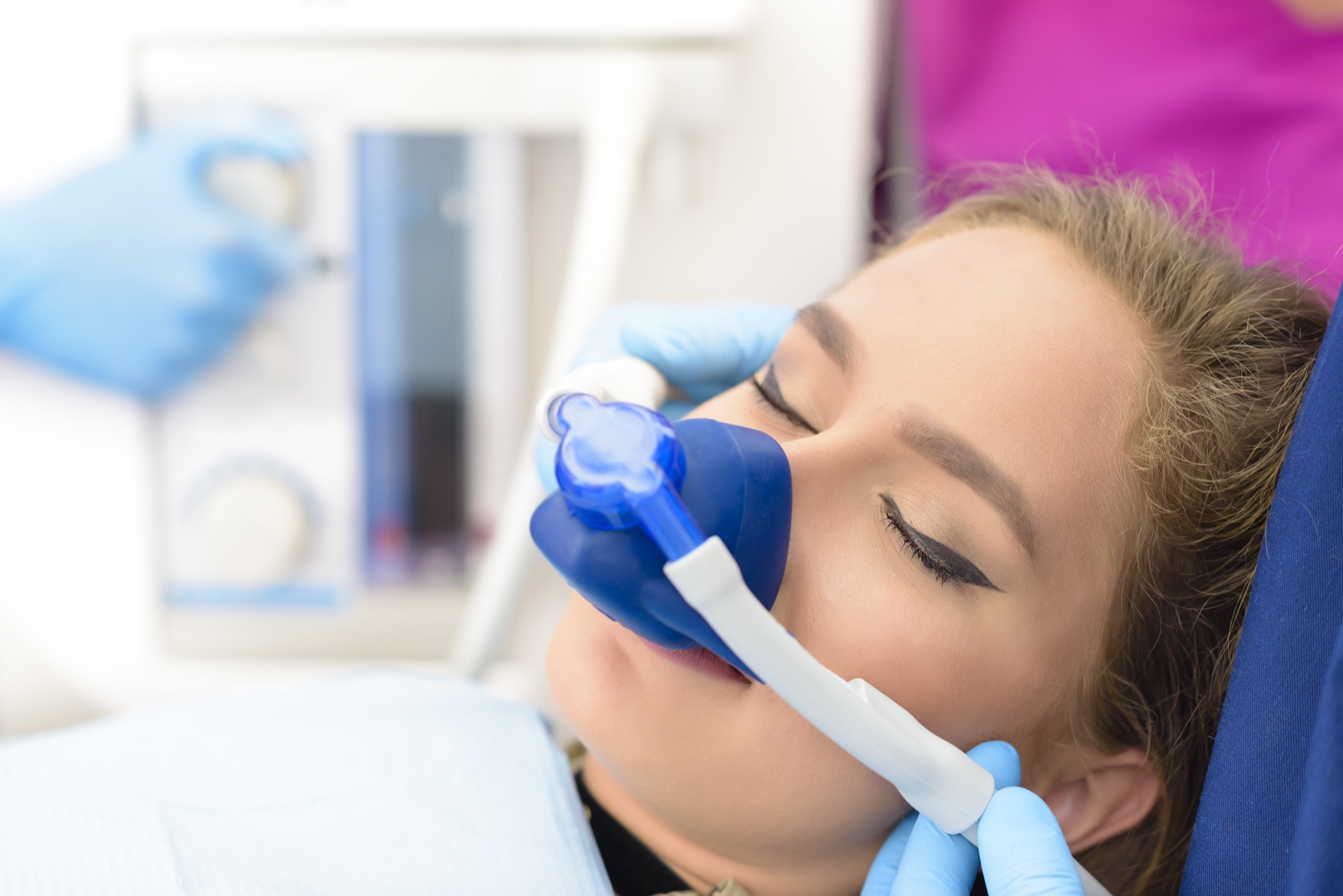 Young woman getting nitrous oxide sedation