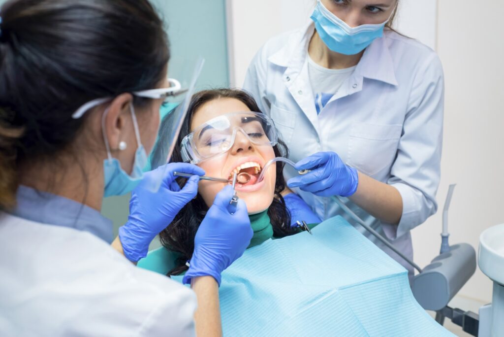 Woman having regular dental checkup